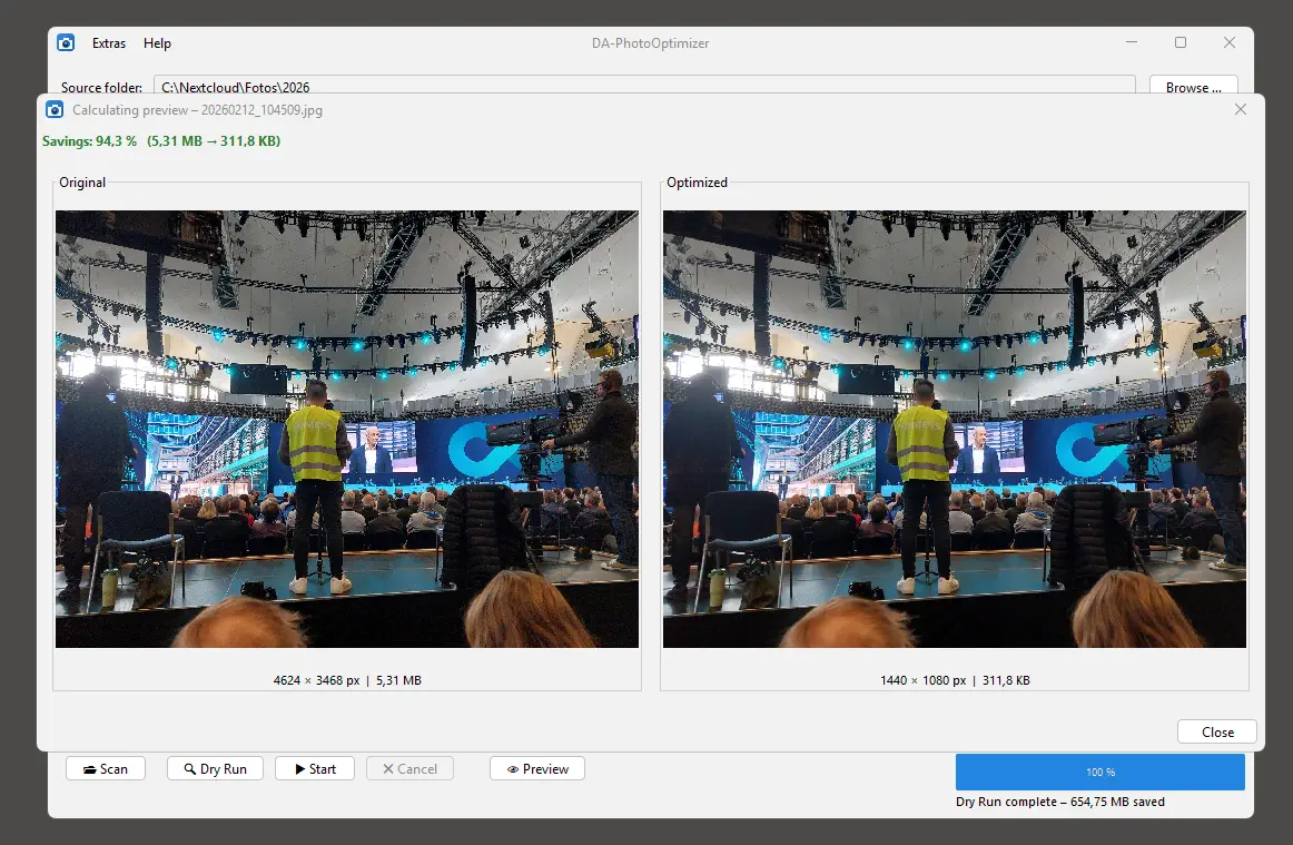 DA-PhotoOptimizer – Results table