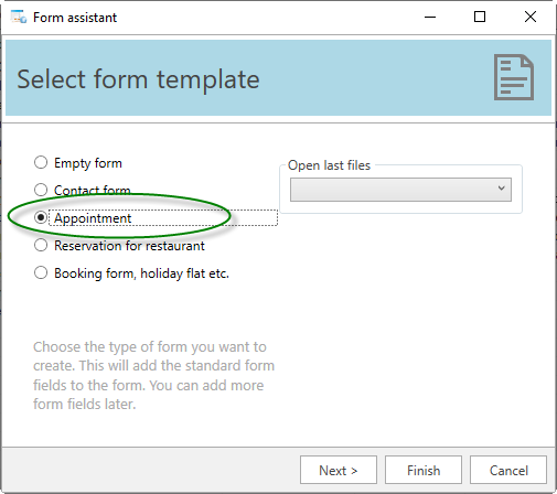 Screenshot 1: Create an appointment