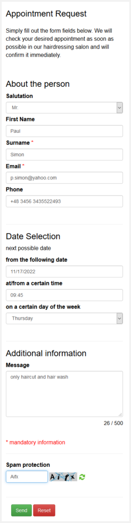 Appointment agreement – Appointment request DA-Software