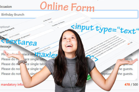 Screenshots online form, website form, HTML form