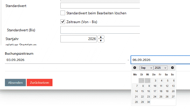 Date range selection with the calendar field in DA-FormMaker